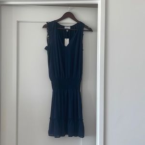Veronica M navy blue sleeveless ruffle chiffon dress.  Never worn.
